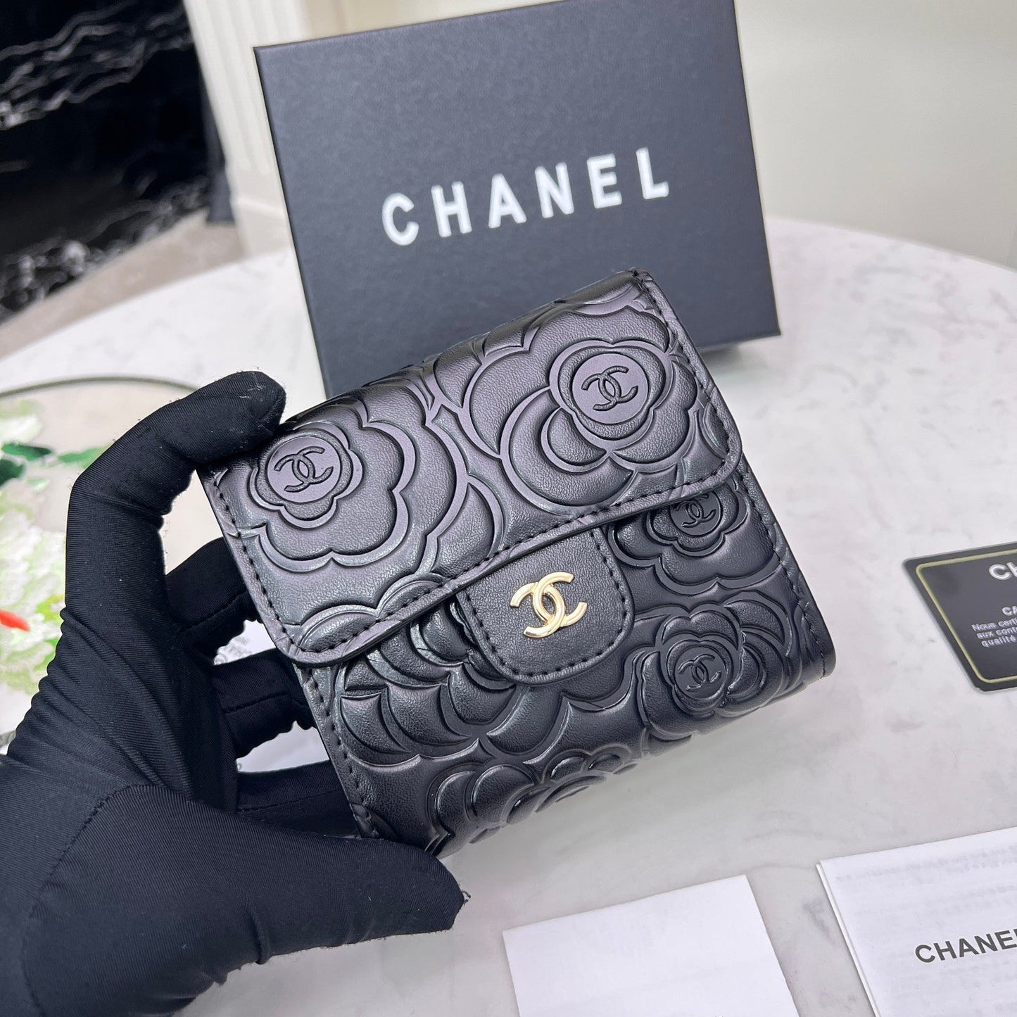 【シャネル】マトラッセ♪二つ折り財布 ♪ミニウォレット*キャビアスキン黒AP0229 AP0231